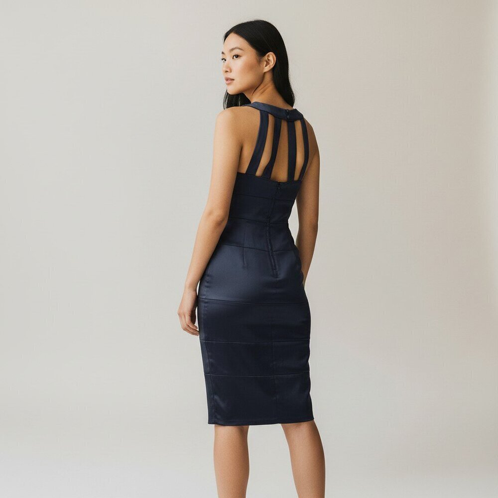 NWT Bisou Bisou Black Satin Bandage Dress Super Sexy Classy Cocktail Party Sz 10 - Picture 16 of 16